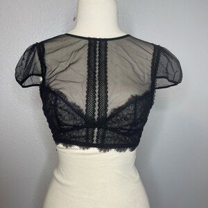 Victoria Secret Black Sheer Lace Crop Top